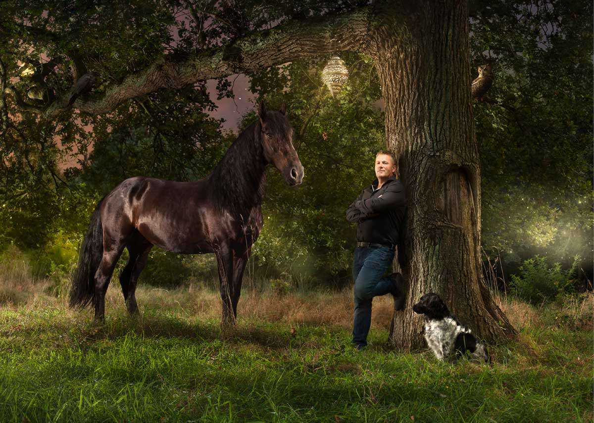 magical potrait together with my dog and horse
